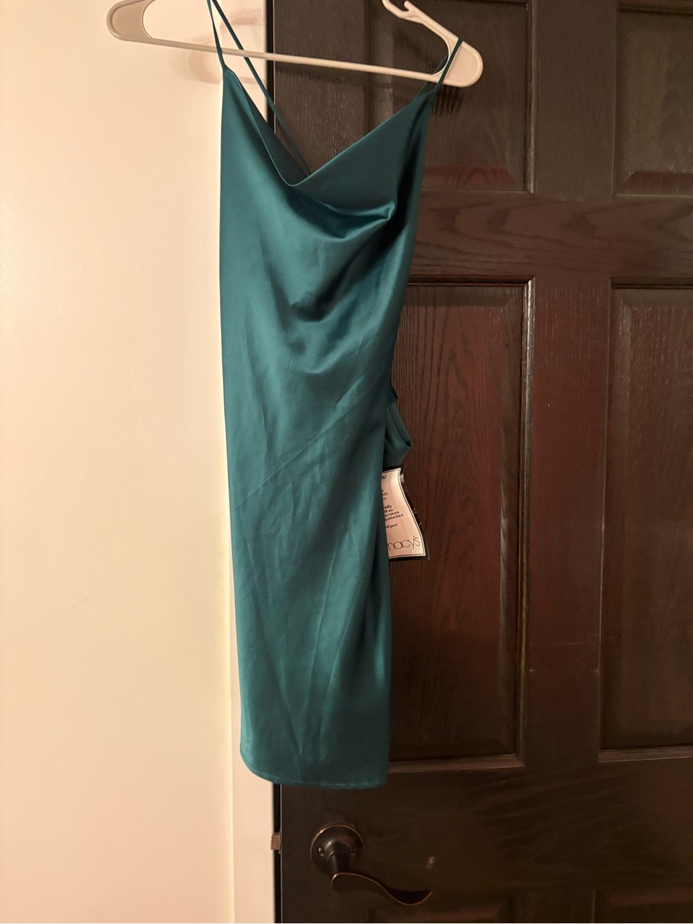 Macy's Teal Satin Slip Midi Dress